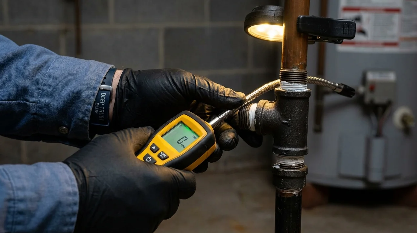 Gas leak detection with electronic sniffer by Johns Plumbing LLC in Trinidad